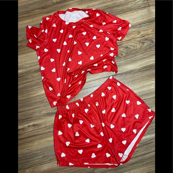 Plus Allover Heart Print PJ Set - Picture 2 of 5